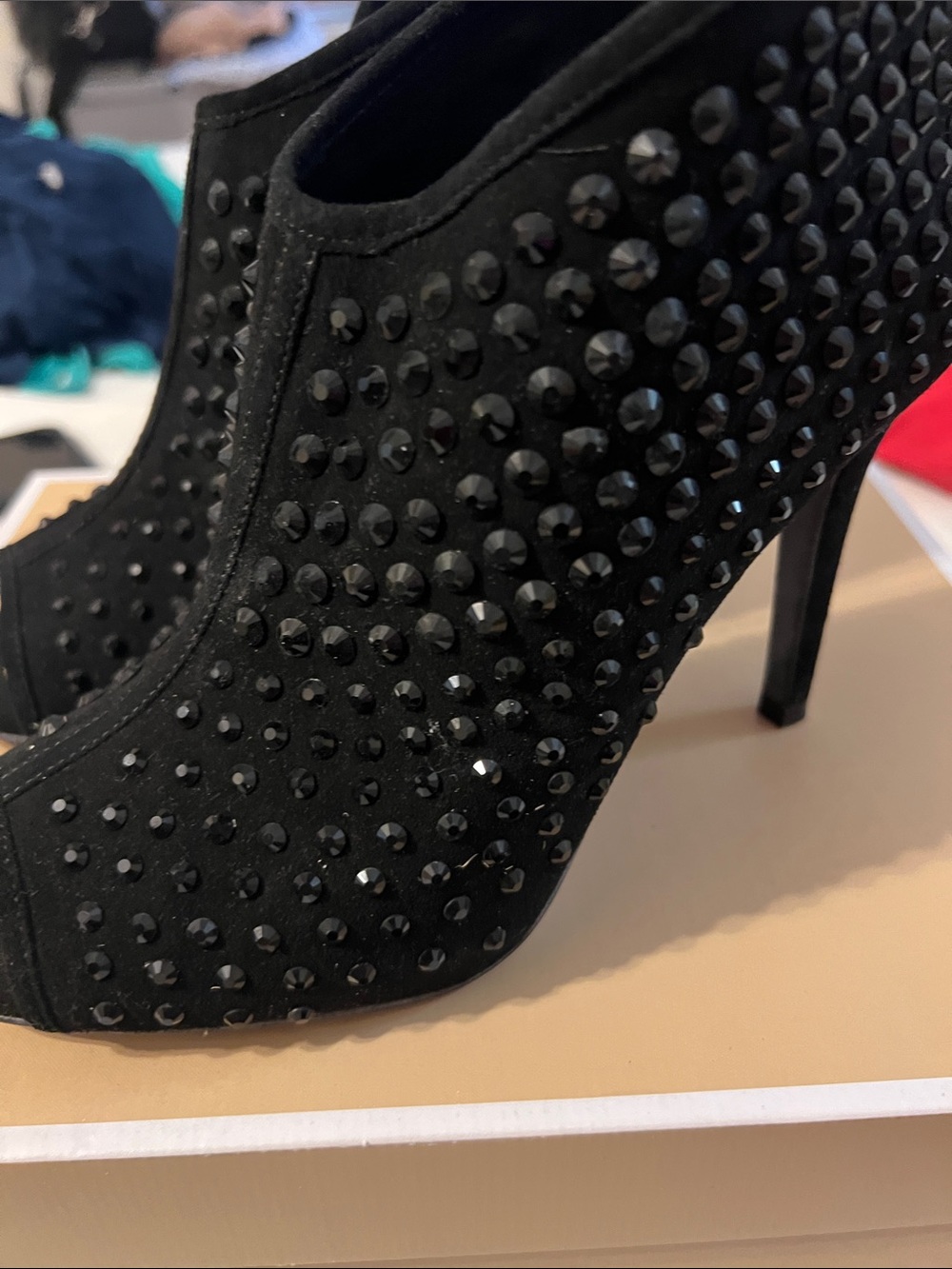 Michael Kors Black Crystal-Embellished High Heel Booties